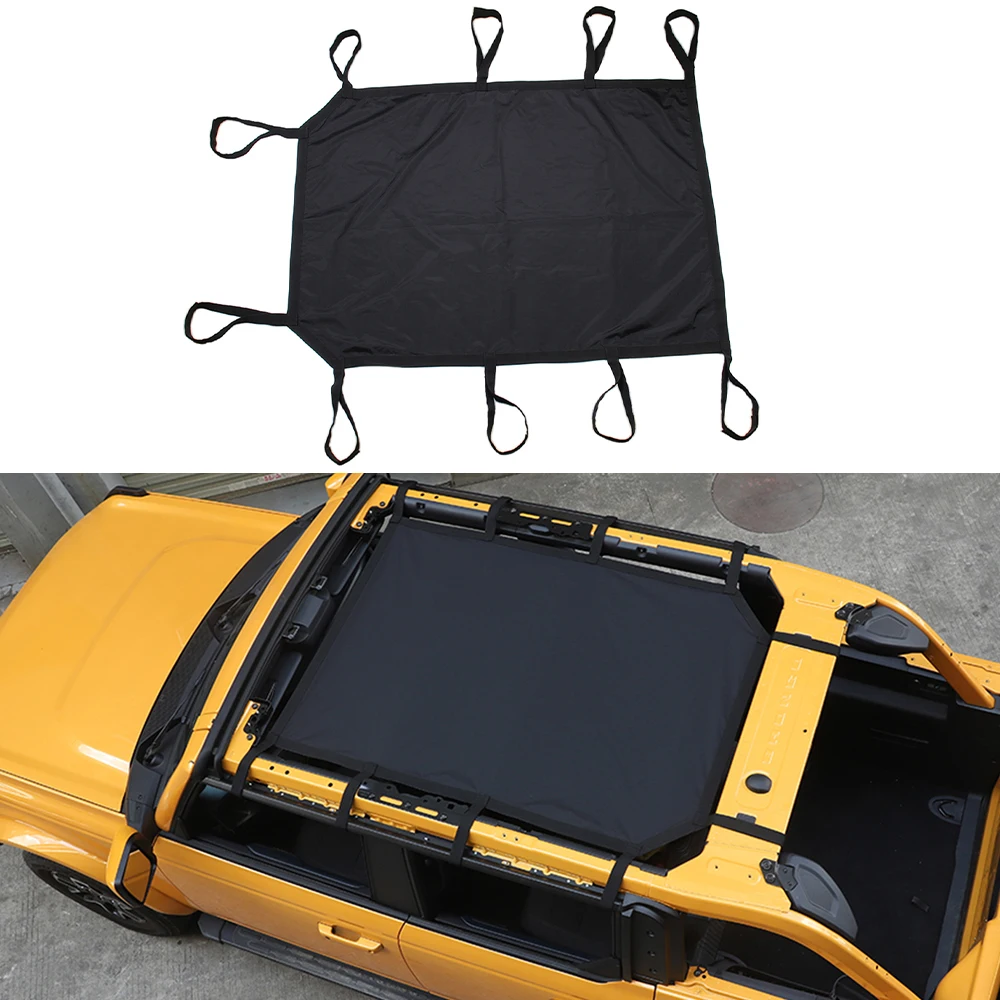 for Ford Bronco 2021 2022 4-Door Soft Top Insulation Cover Sunshade Mesh Roof Ceiling UV Sun Protector Car Accessories Black