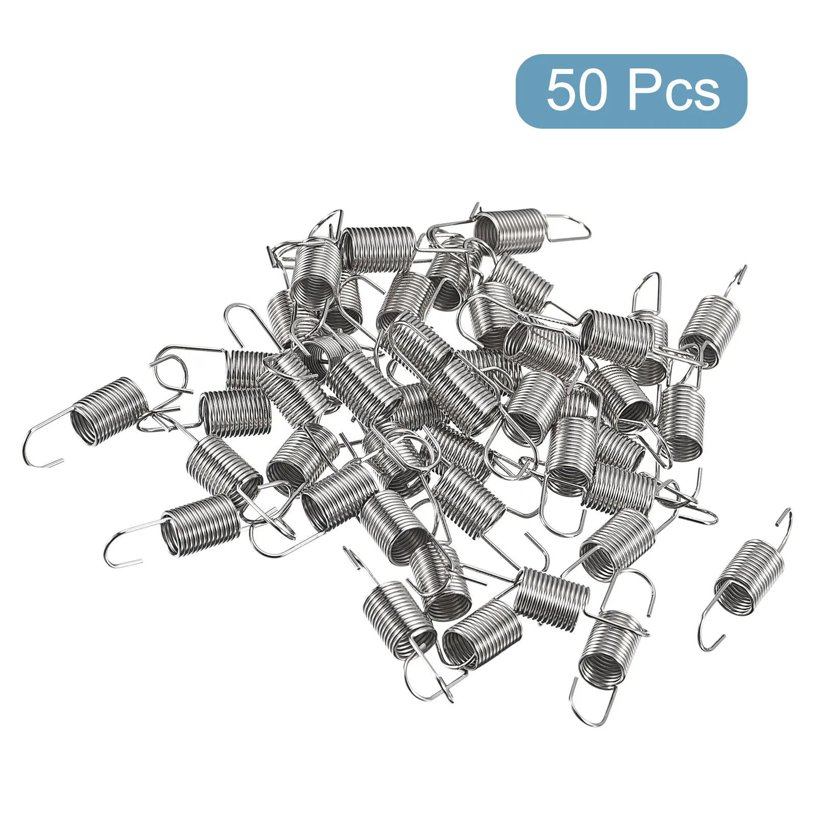 50pcs Extended Spring 9/32 Inch X 1-3/16 Inch, 0.027 Inch Spring Steel Dual Hook Tension Springs For Machinery Construction