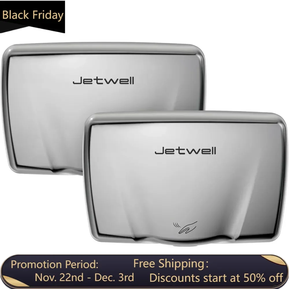 2Pack Compact Hand Dryer for Bathrooms Commercial- Heavy Duty High Speed Stainless Steel Hand Dryers with Heating Switch