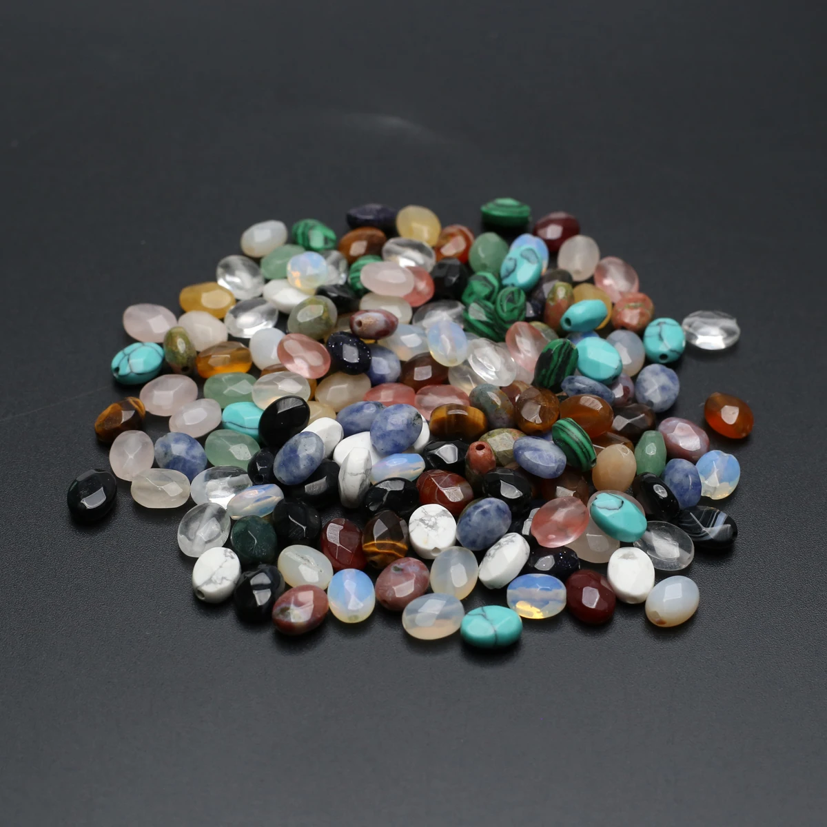 100PCS Wholesale Charm Natural Stone Agate Sodalite Opal Elliptical Beaded Jewelry Making DIY Necklace Bracelet Accessories Gift