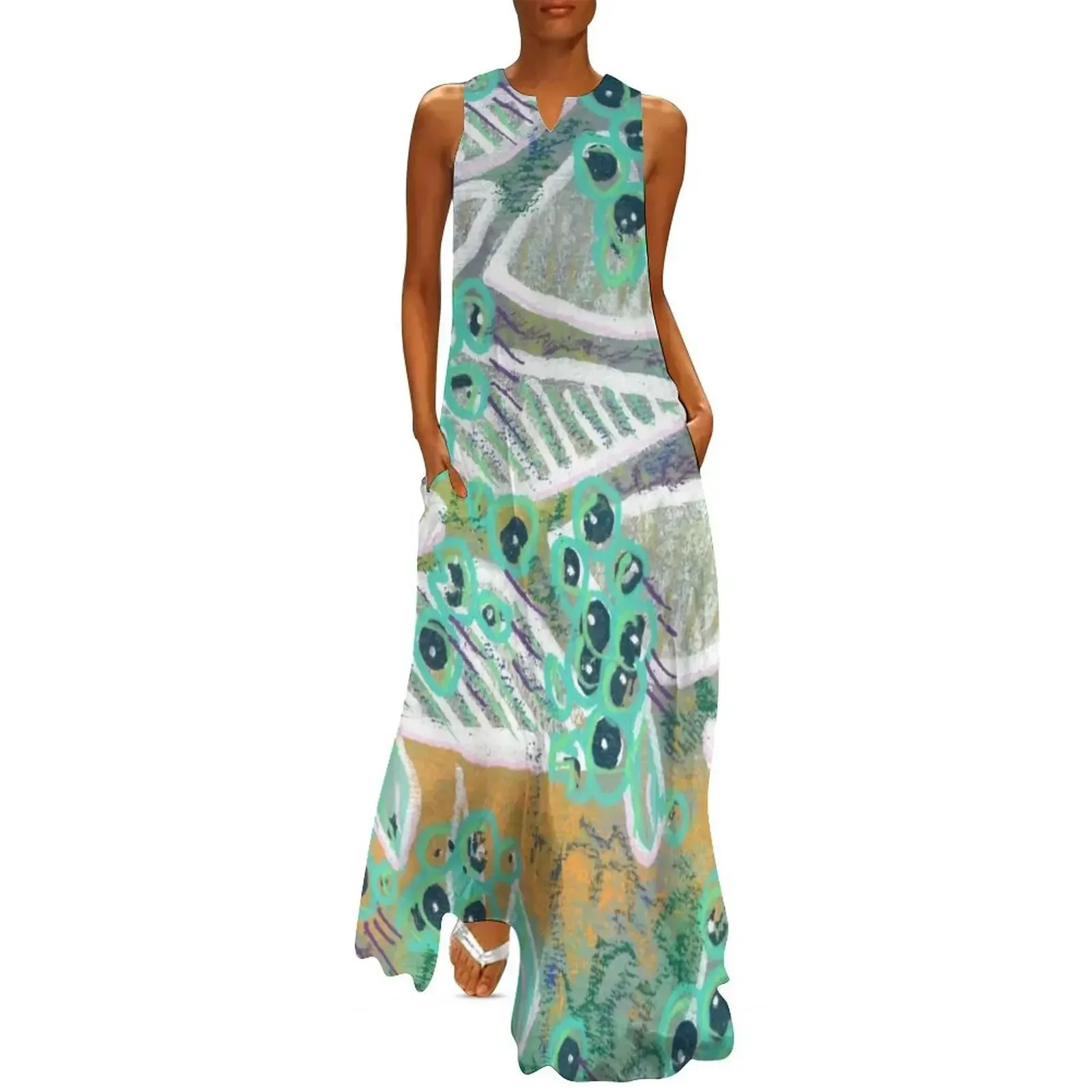 

Teal Bubbles and Droplets Long Dress party dresses woman purple dress dresses for special events Dress