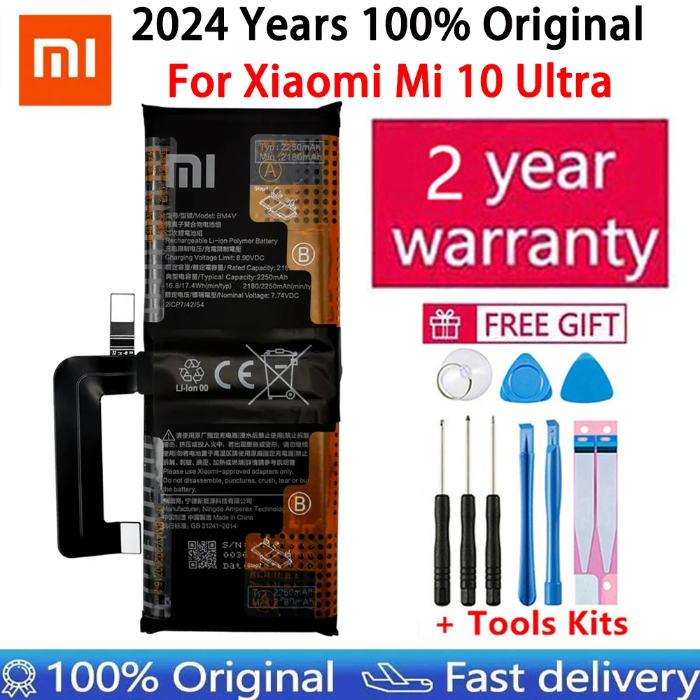 

2024 Years 100% Original Replacement Battery BM4V 4500mAh For Xiaomi Mi 10 Ultra Genuine Batterie Batteria +Fast Shipping