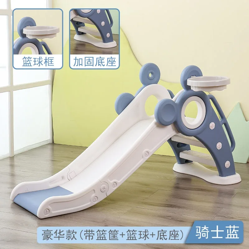 

Foldable Baby Slide Multi-Function Indoor Playground Small Slide with Basket, 2-7 Years Kids Birthday Gift Toy