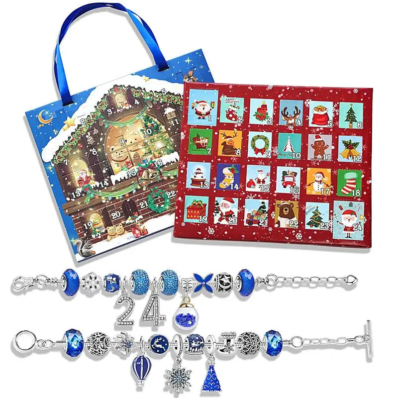 2024 Christmas DIY Charms Bracelet Jewelry Kit 24 Days Countdown Advent Calendar For Women Teens Kids Christmas birthday Gifts