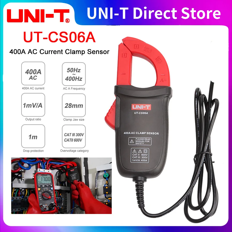 

UNI-T UT-CS06A 400A AC Current Clamp Sensor; Multimeter Sensor For UT61E+ UT196 UT139C UT117C UT136B+ option current clamp