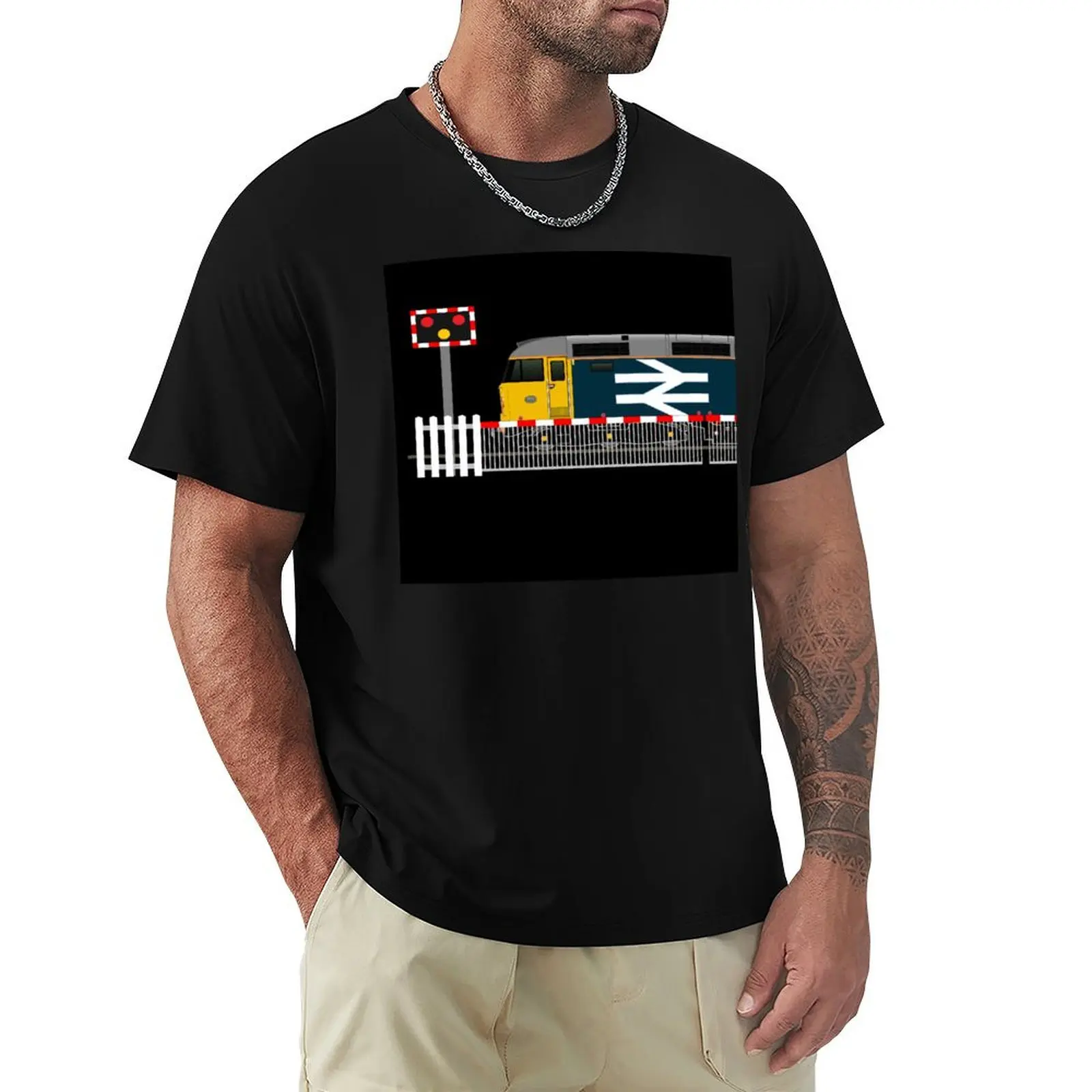 CLASS 47 LOCOMOTIVE LEVEL CROSSSING T-Shirt t shirts for man cotton soft T-Shirt