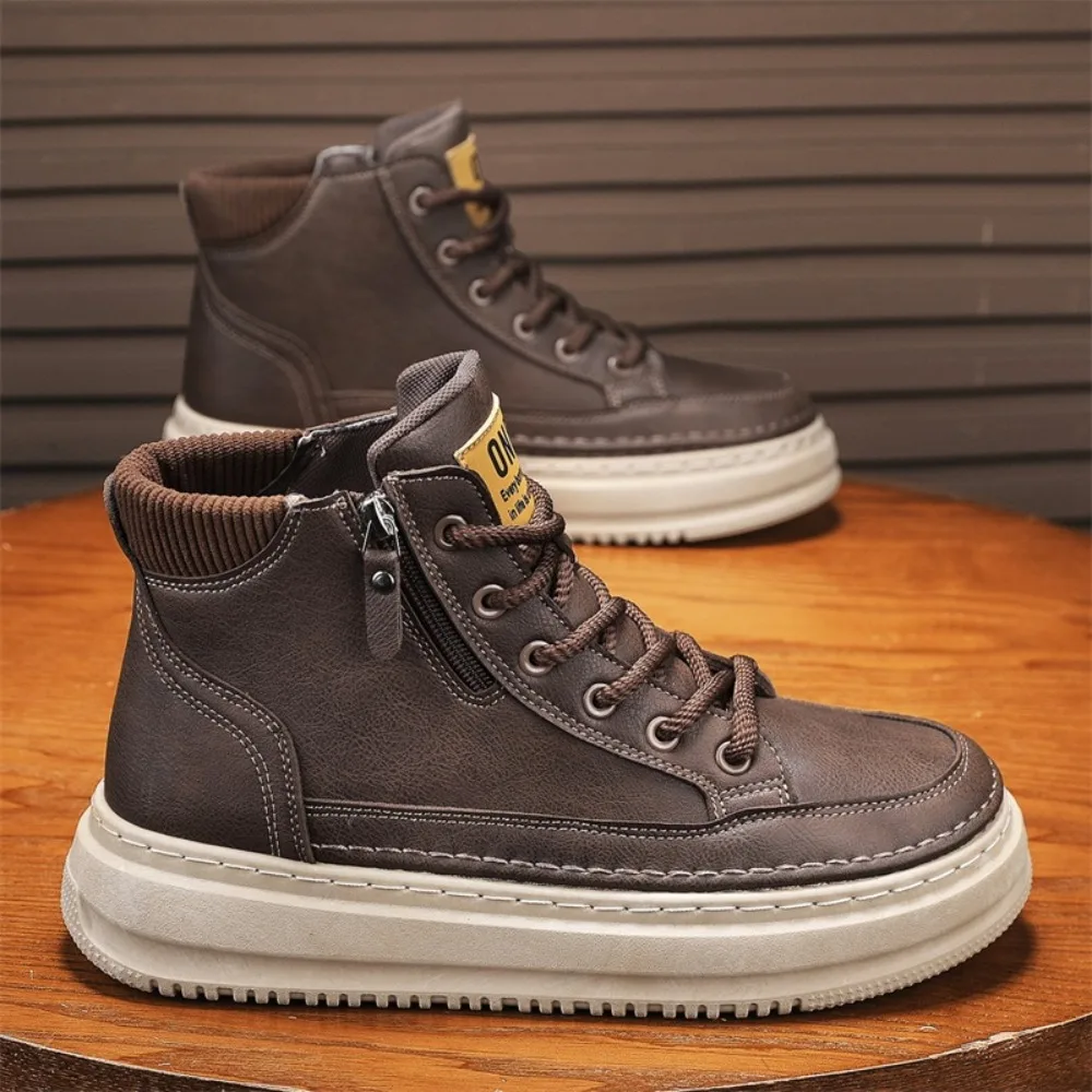 

Men's sports and casual boots spring and autumn new outdoor workwear boots soft soled anti slip comfortable youth leather boots