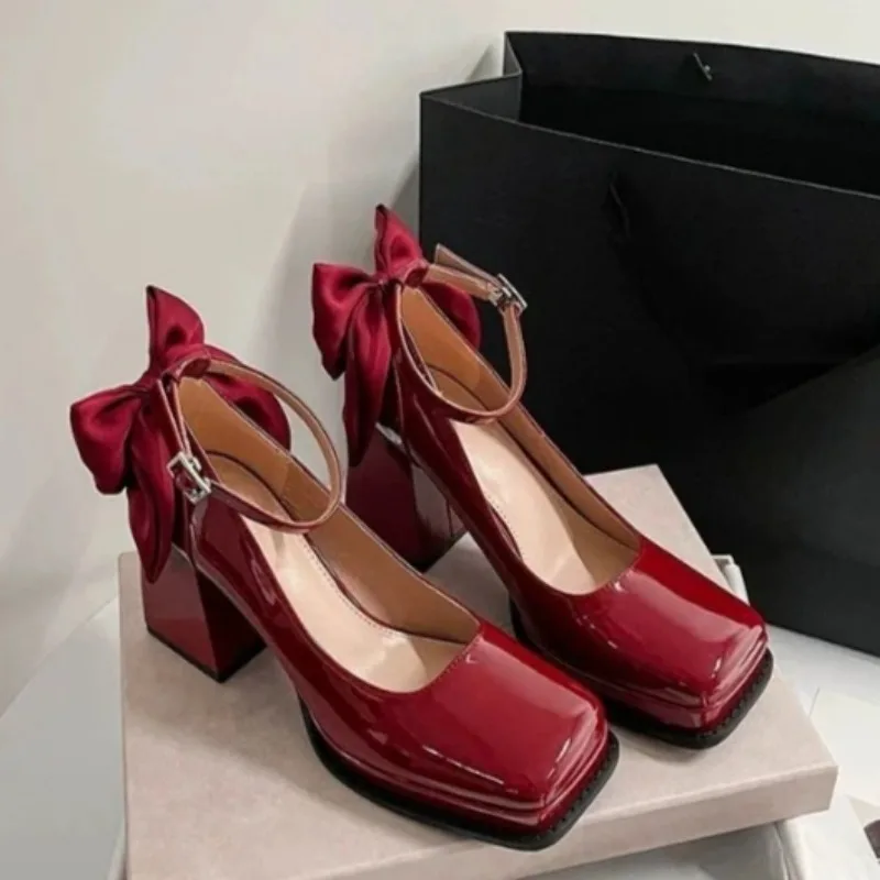 

Women's Mary Jane Shoes Square Heel Wedding Shoes Spring Autumn Bridal Shoes for Women Platform Heightened Platform Lolita Shoe