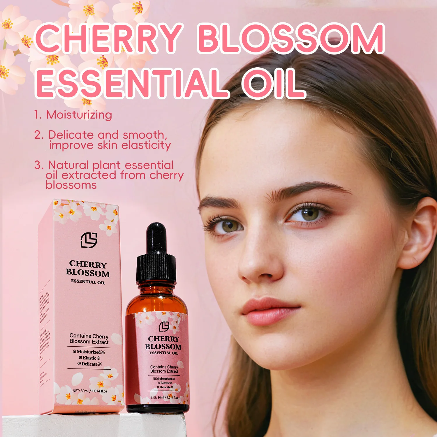 30ML Cherry Blossom Essence Oil VC Essence Facial Moisturizing Lotion Brightens and Softens Skin