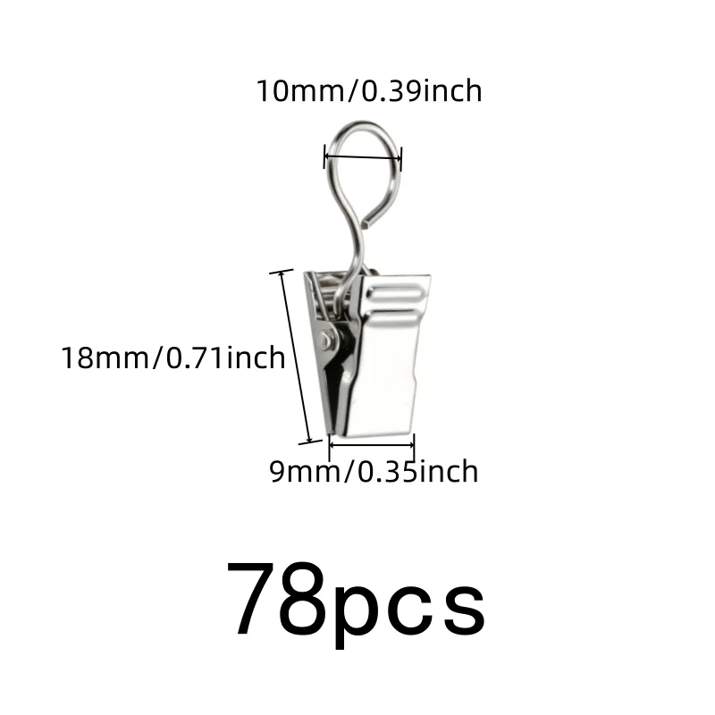 78 pcs Closed Curtain Hooks, Silver Closed Loop Design for Home Decoration, Multipurpose, Versatile, Practical