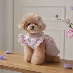 Pet Princess Lace Dress Dog Cat Fashion Clothes  Summer Fly Sleeves Shirt Teddy Bear Dog Clothes for Small Dogs Puppy Clothing