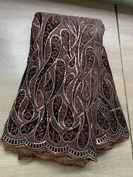 2024 New African Velvet Lace Fabric 5 Yards High Quality Wedding Dress Luxury Sequins Embroidery Nigerian Lace Fabric