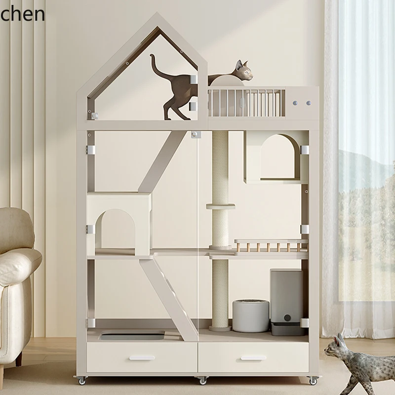 

HTT panoramic cat villa cabinet indoor pointed cat room house toilet integrated