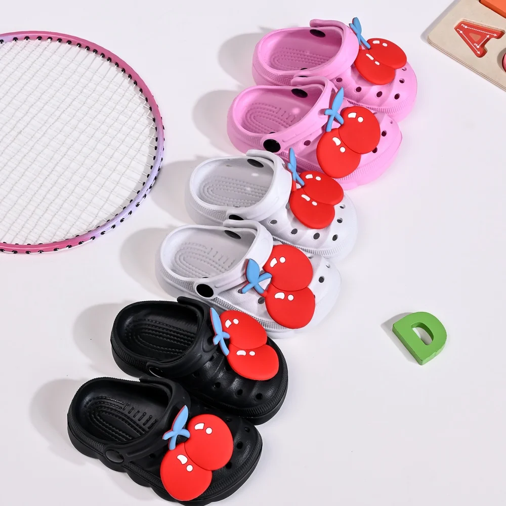 

Summer Children's Slippers, Lightweight and Breathable, Cute Cherry Pattern Indoor Anti Slip Home Shoes