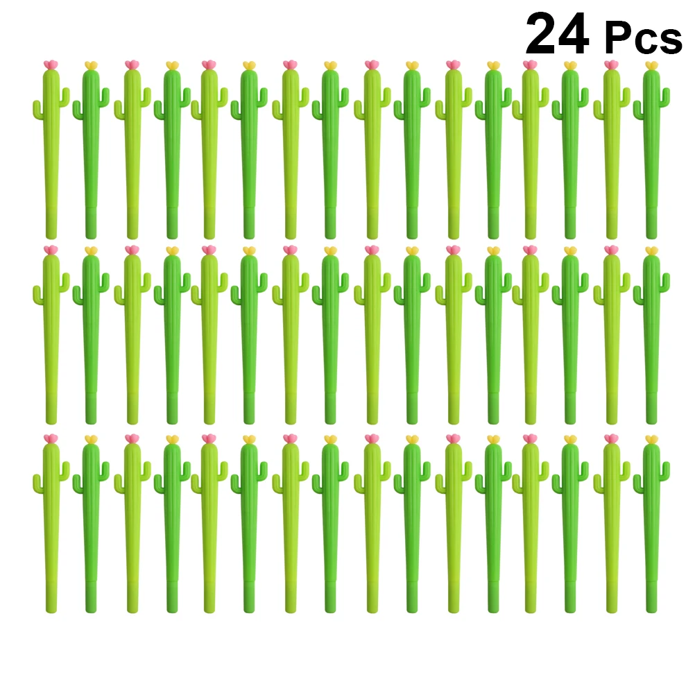 

24 Pcs Cactus Pen Colorful Journaling Cute Gel Ink Pens Black Cartoon Stationery Writing