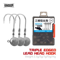 Kingdom Fishing Hook Lead Head Hook 3.5g 5g 7g10g 14g Soft Bait Fishing Barbed Triangular Lead Head Fishing Single Hook