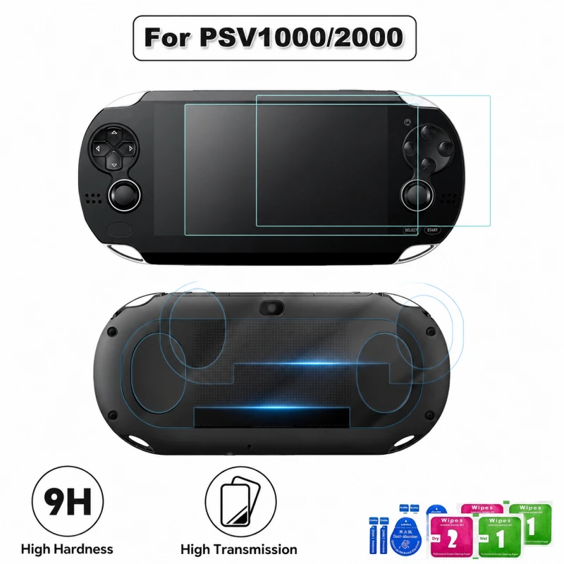 1Pack Screen Protector for Sony PS Vita PSV 1000 Front Tempered Glass + Back Clear Full Protective Film for PSV 2000 Handheld