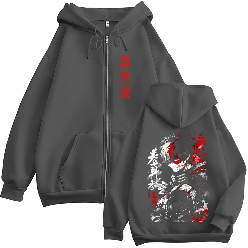 Anime My Hero Academia Shoto Todoroki Reißverschluss-Hoodies Herrenbekleidung Mode Langarm-Kapuzenpullover mit Reißverschluss Mäntel Jacken – Detail 5