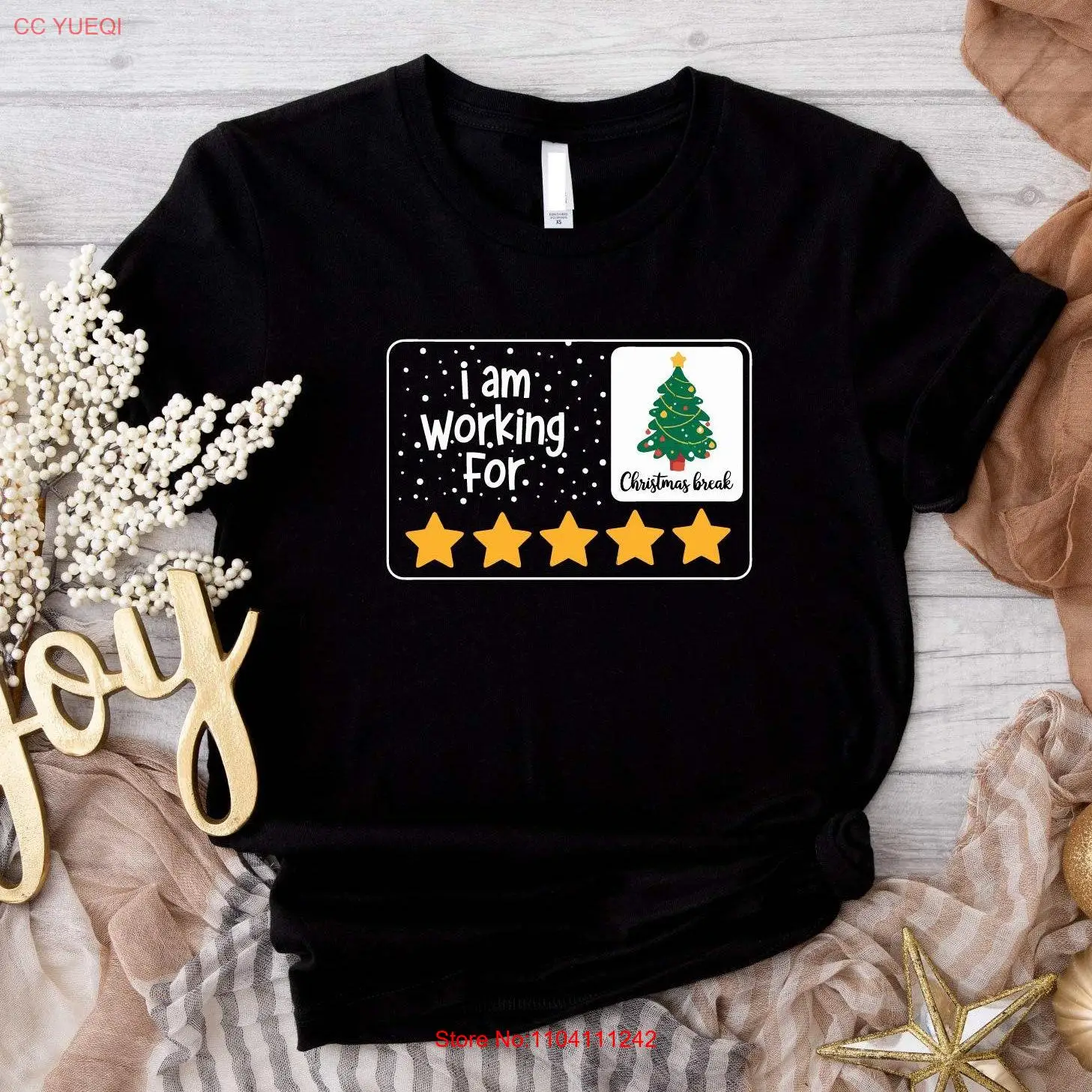 I'm Working For Christmas Break 5 Stars T shirt Teachers Winter Sarcastic Teacher Holiday Appreciation