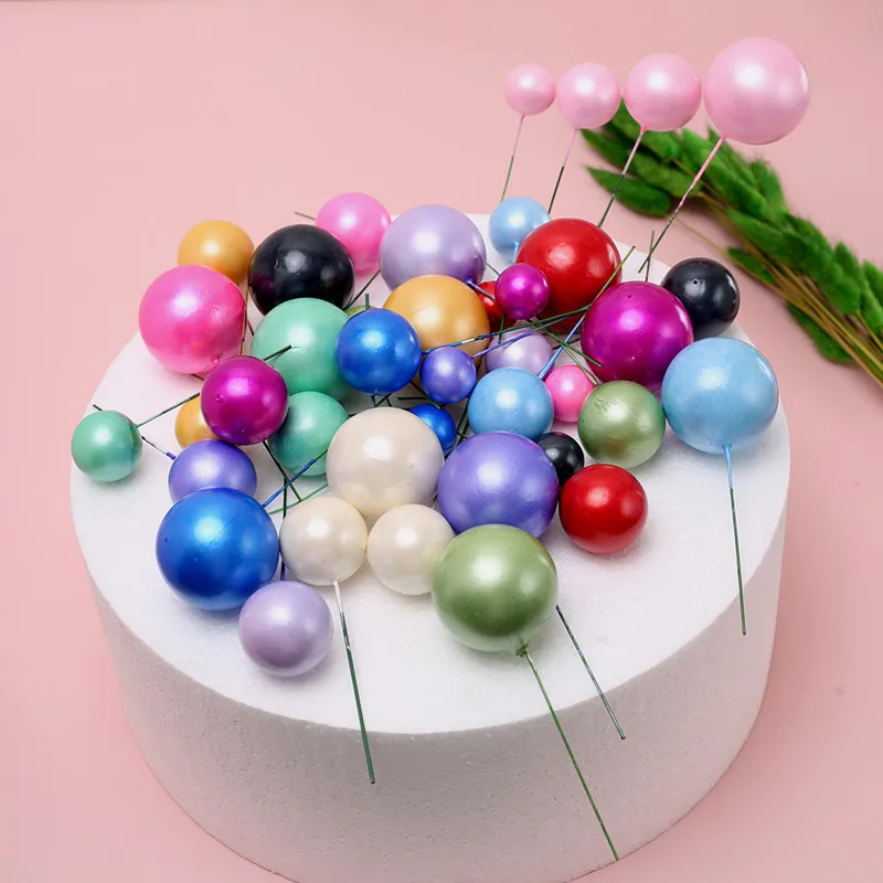 10 Stück farbige Kugel alles Gute zum Geburtstag Kuchen Topper 3 cm mattierte Kugeln Kinder Weihnachtsfeier Geschenk Kuchen Topper Hochzeit Dessert Dekoration – Detail 9