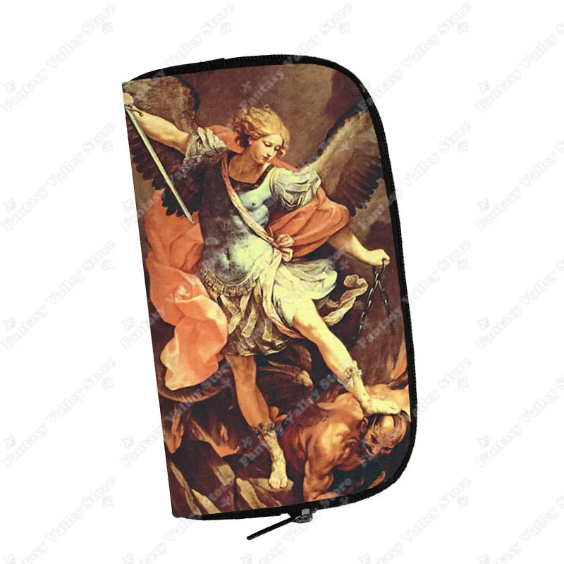 Saint Michael The Archangel portafoglio St Michael Destroy The Devil Coin Money Bag Catholic Christian Small Storage Bag Mini Pouch