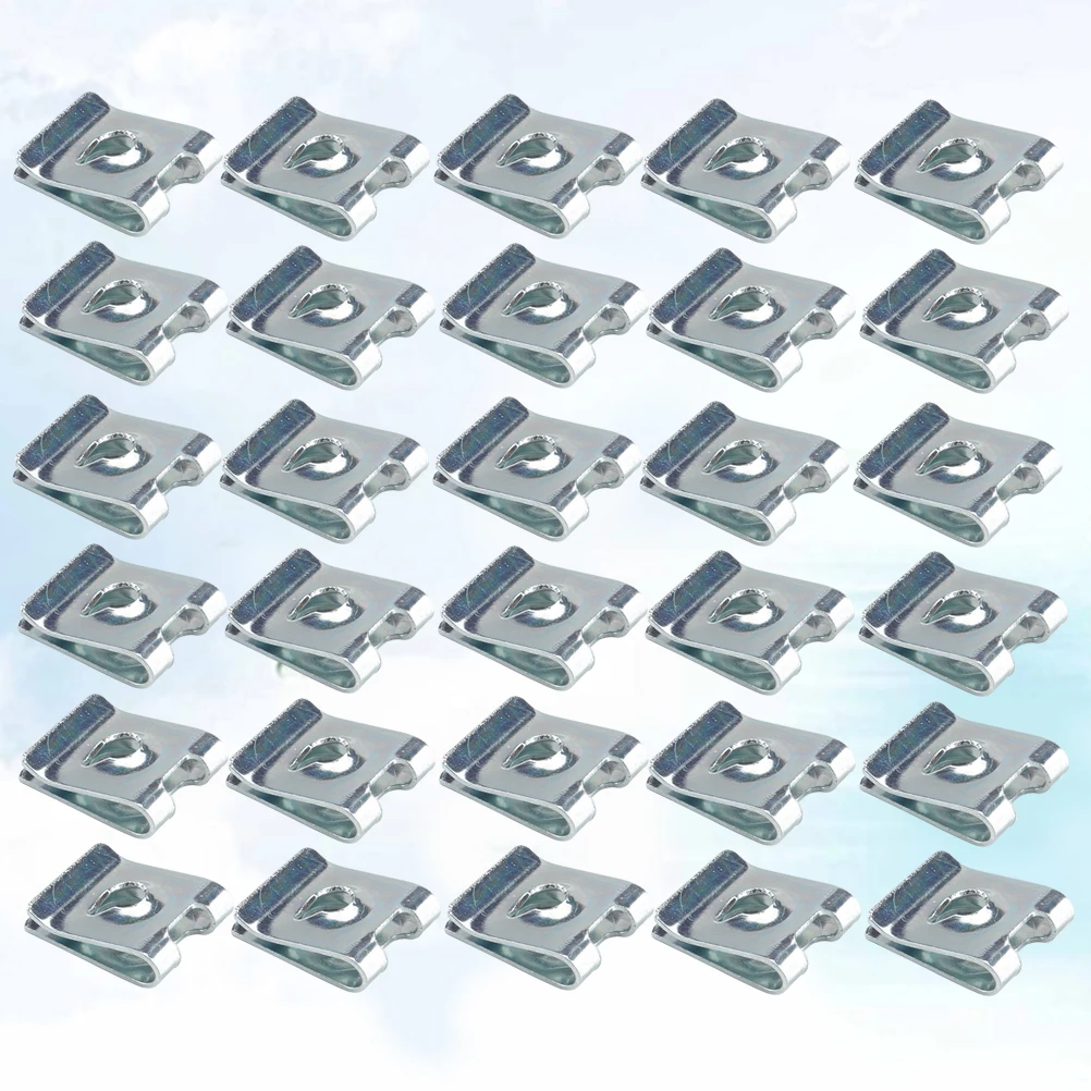 

50 Pcs Zinc U-shaped Reed Nut Nuts for Car Bumper Motorcycle Parts Fasteners Decoration Bodywork Panel