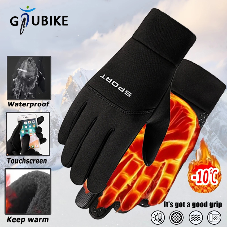 GTUBIKE Winter Waterproof Cycling Gloves Outdoor Sports Ski Running Motorcycle Touch Screen Gloves Non-Slip Warm Full Fingers