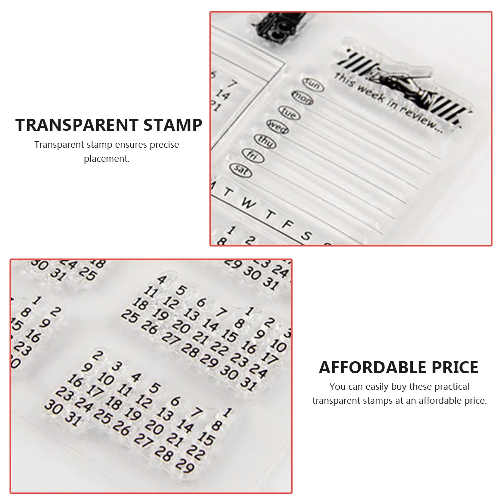 

2 Sets Handbook Calendar Stamp Clear DIY Stamps Scrapbook Decorating Planner Crafts Patterns TPR Transparent for Festivals