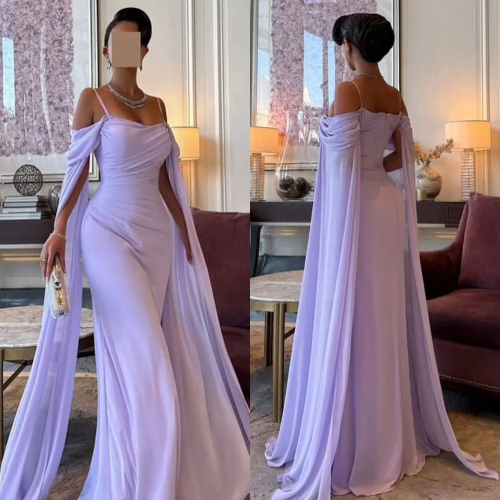 

Customized Classic Chiffon Draped Pleat Straight Spaghetti strap Long Dresses Bespoke Occasion Dresses Simple Fashion Exquisite