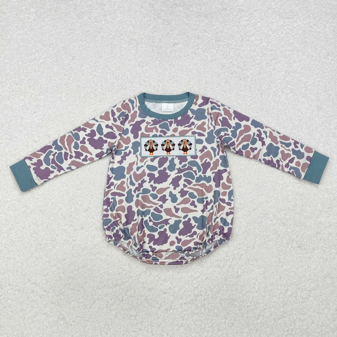 Wholesale Newborn Thanksgiving Coverall Clothing Toddler Long Sleeves Bodysuit Baby Boy Children Embroidery turkey Camo Romper