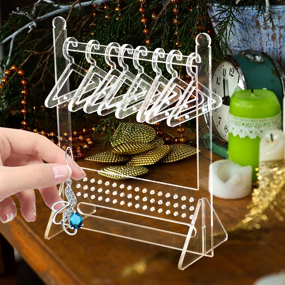 Earring Display Ear Stand Jewelry Organizer Acrylic Necklace Rack Desktop Clear Earrings Pendants Bracelets Storage Decorative