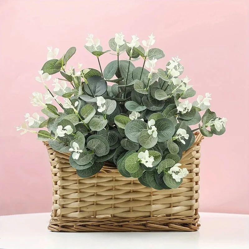 5/10/20 Stücke Eukalyptusblatt Stiele Grüne Künstliche Pflanzen Für Wohnzimmer Dekoration Braut Hochzeit Vasen Blumenstrauß Dekor – Detail 10