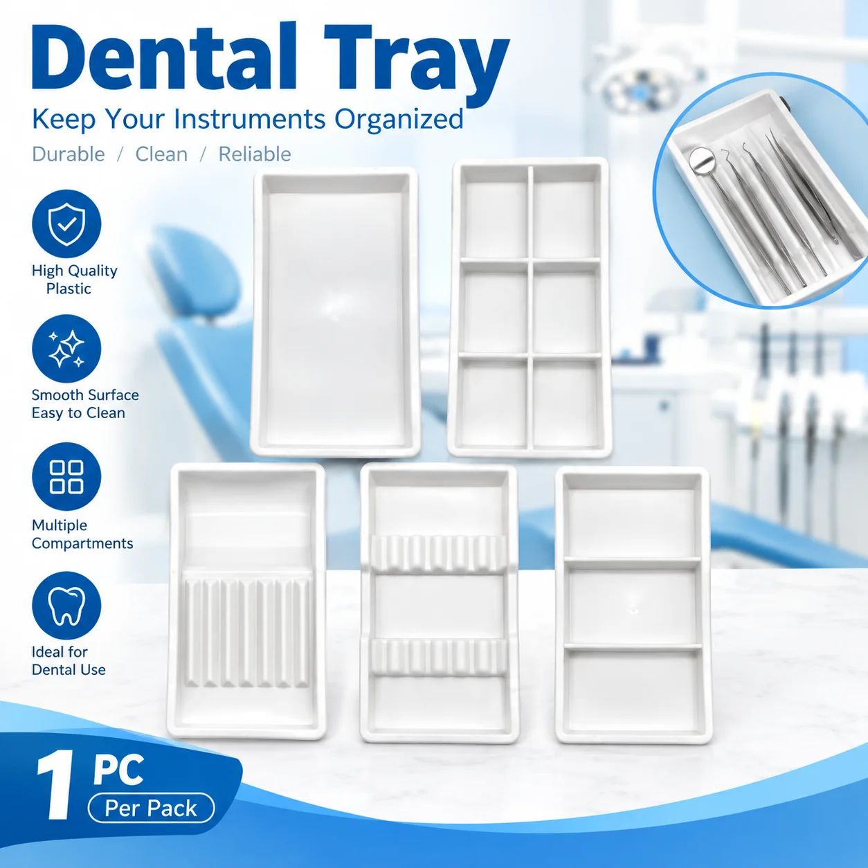 WELLCK Dental Autoclavable Trays Plastic Drawer Easy To Clean Sterilize for Dentist Doctor Surgical Dental Instrument Tray Lab