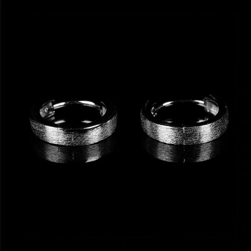 INS Frosted Silver 925 Earrings Men's 2024 Trendy Korean Rugged and Handsome Ear Buckle Simple Daily Geometric Circle Earrings