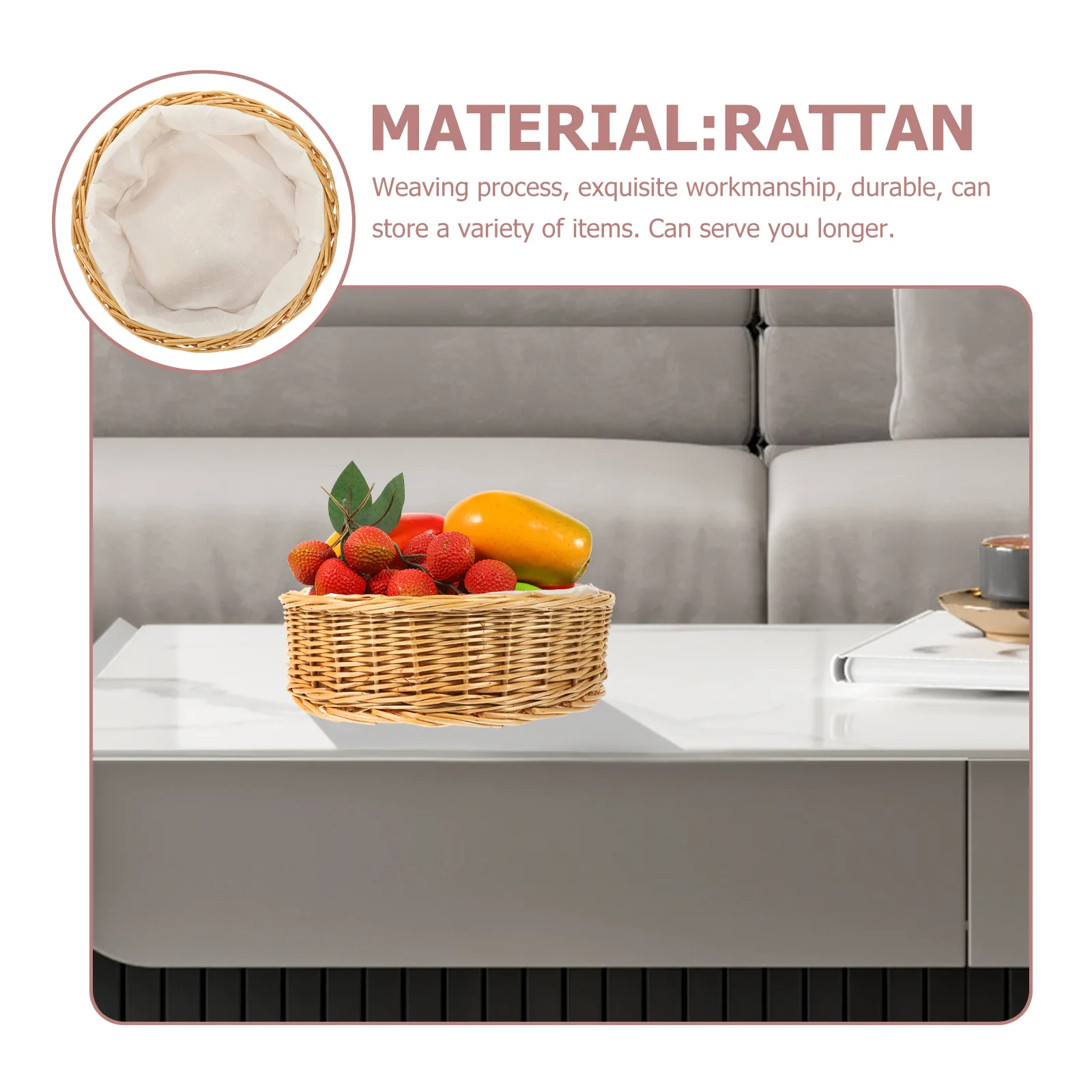 

Woven Bread Basket Small Snack Pastry Holder For Home Office Kitchen Desktop Storage Rattan Food Container Wicker