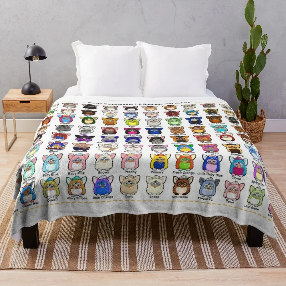 

Furby Collection Throw Blanket Quilt Soft Plush Plaid Retros For Sofa Thin Blankets