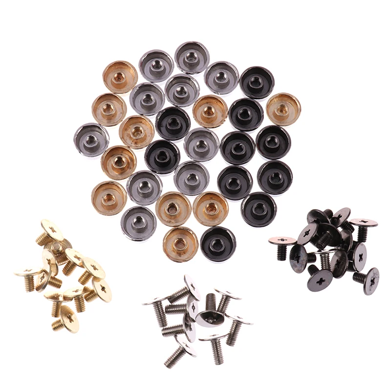 10Sets Brass Feet Screw Bag Bottom Studs DIY Leather Buttons Screw Wear Protection Rivets For Bag Decor Accessories