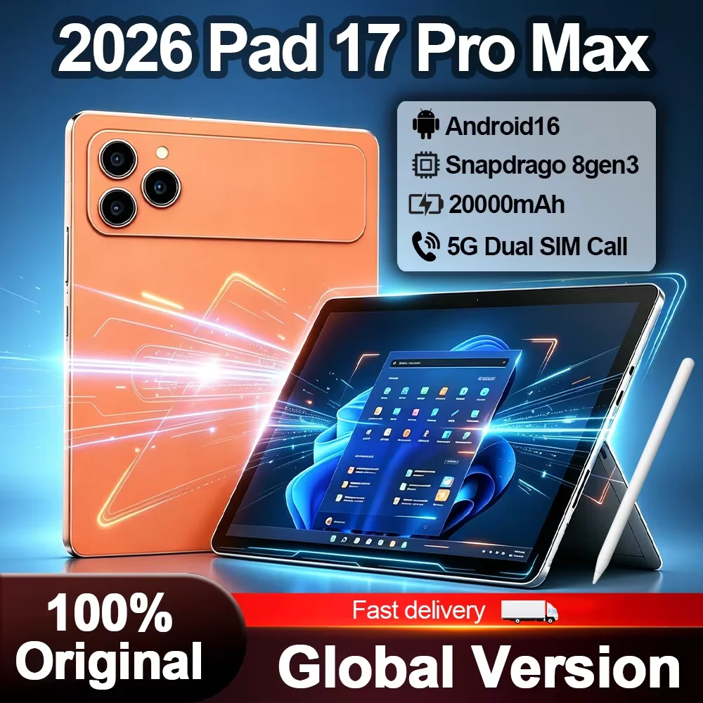 Tablet PC Original Pad 17 Pro Max 5G de 11.1 Pulgadas 2026, 20000mAh, 24GB, 2T, Android 16, Snapdragon 8 Gen 3, Doble SIM, Llamadas, WIFI, Global