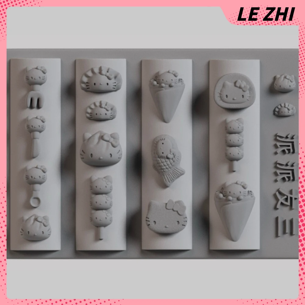 

Sweet Cartoon Hello Kitty Food Series Silicone Nail Art Carving Mold Tableware Dumplings Sugar Gourd Taiyaki Nail Mold Decora