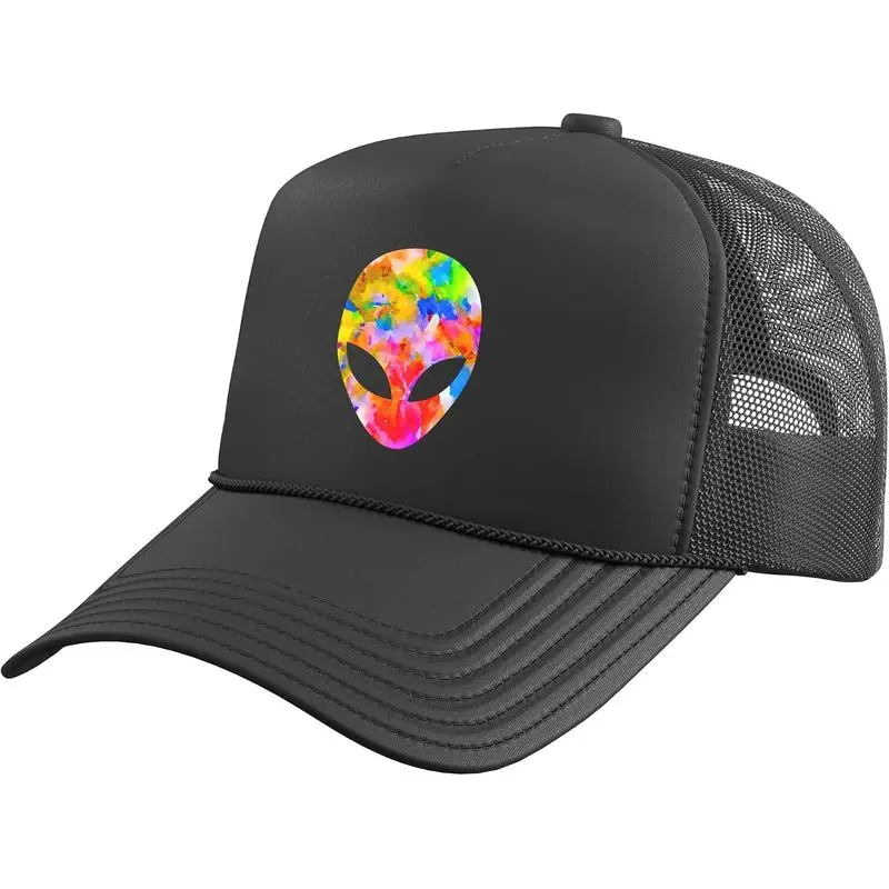 Alien Head Watercolor Abstract Graphic Design Trucker Hat with Adjustable Mesh Back