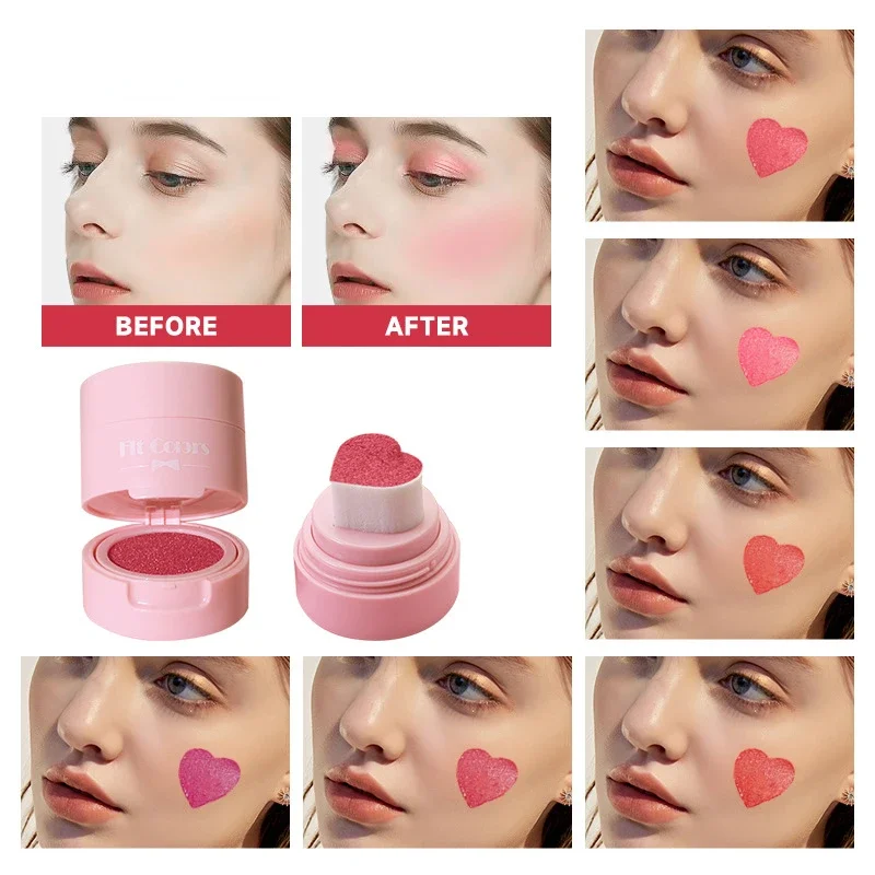 Hart Blush Stick Spons Stempel Gezichtsblush Waterdicht Verhelderend Gezichtscontouren Schaduw Blusher Make-up Cosmetica