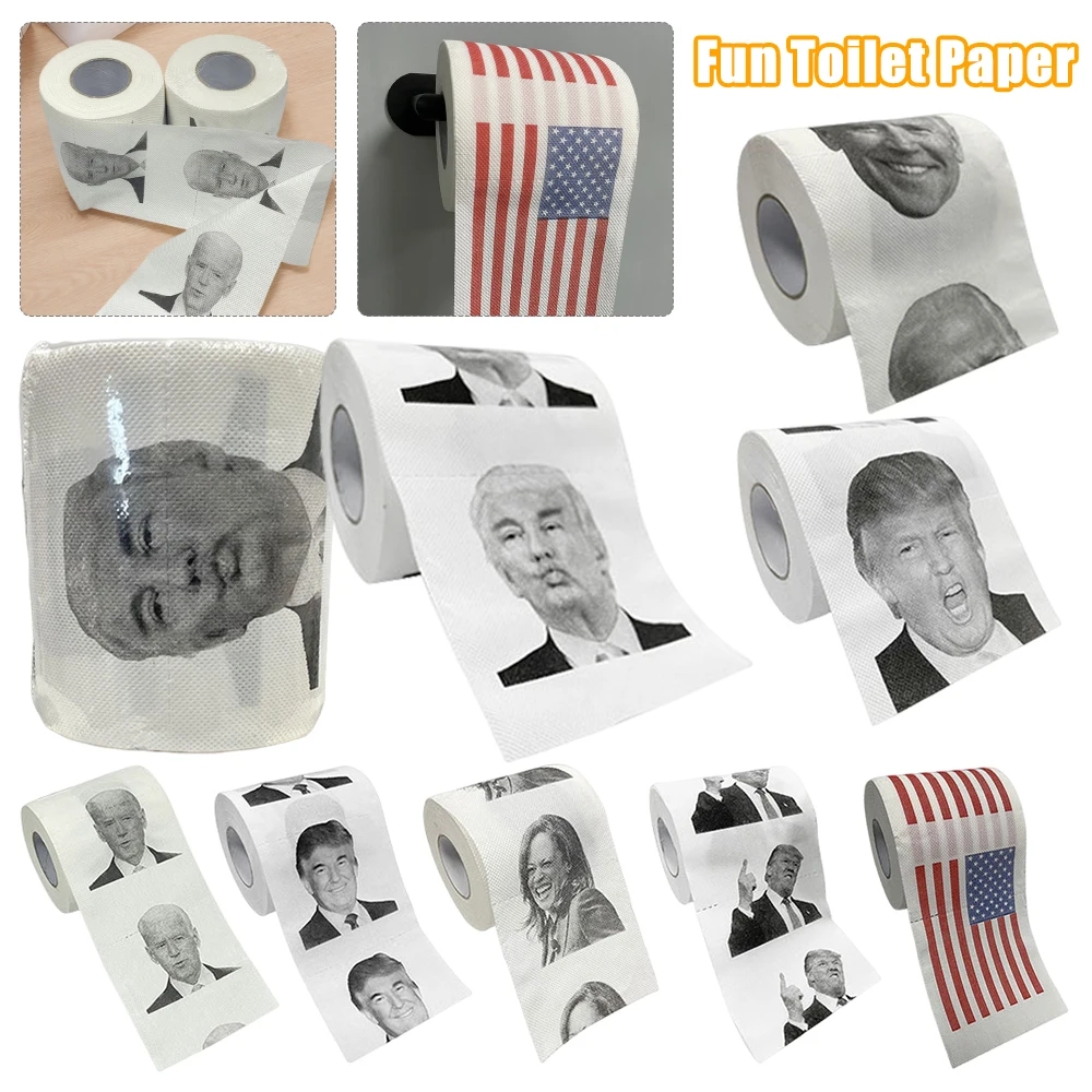 

Donald Trump Toilet Paper Roll Tissue Fun Paper Tissue Novelty Toilet Paper Prank Gift Dustless Nontoxic Bathroom Toilet Paper