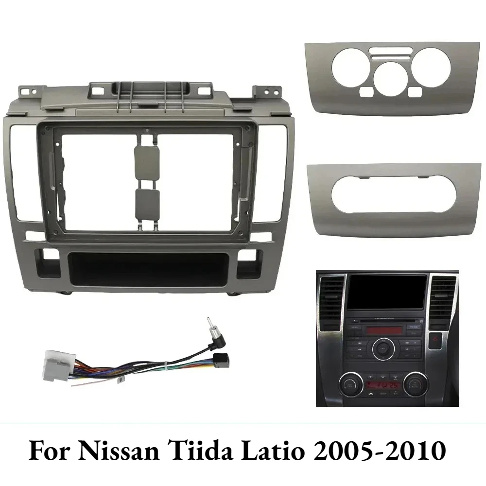 

9 Inch Car Radio Fascia for Nissan Tiida Latio 2005-2010, 2 Din DVD GPS MP5 Android Player Dashboard Panel Frame Trim Kit