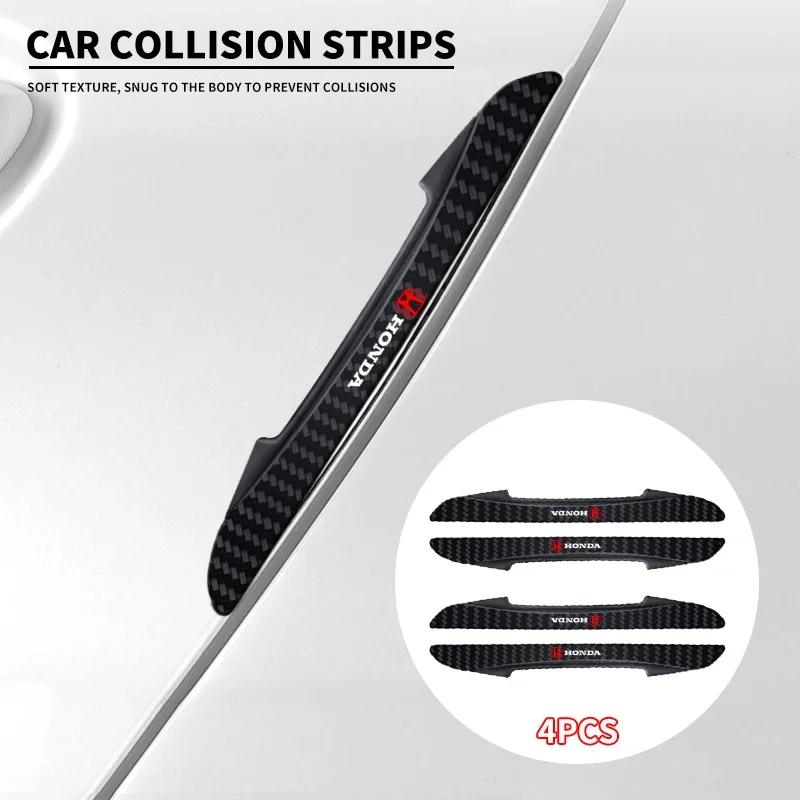 4Pcs Car Emblem Door Rearview Mirror Anti-Collision Bumper Strip Protector Stickers For Honda Mugen City Fit VTEC RR Vezel Civic