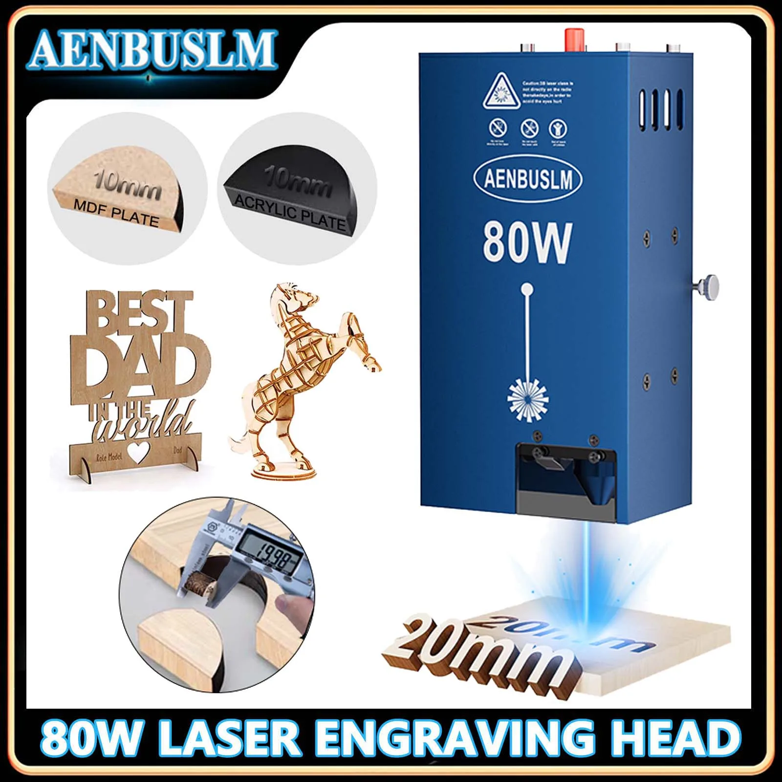 

AENBUSLM 80W Laser Module with Air Assist 20W 40W 80W Laser Engraving Head 450nm Blue Laser Head for CNC Laser Cutting Machine