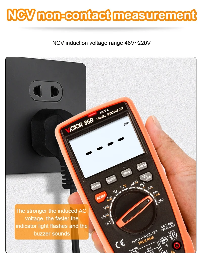 VICTOR nouveau multimètre numérique 86C à affichage maximum 3999 (3 3/4) avec interface d'ordinateur USB
