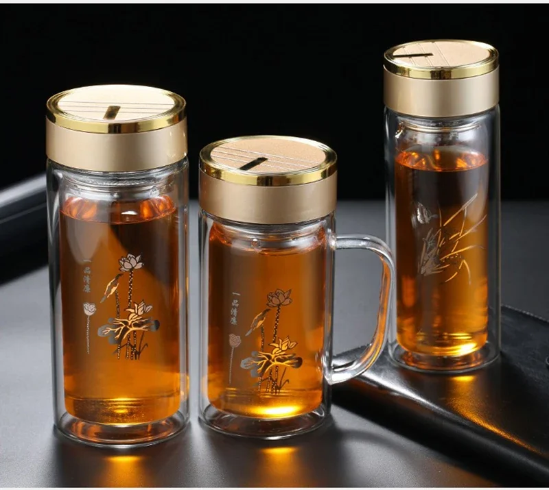 New Double Wall Glass cup Bottles Tumbler Tea Drinking, Teacup Coffee Water pot cup,Water Bottle cups Flask