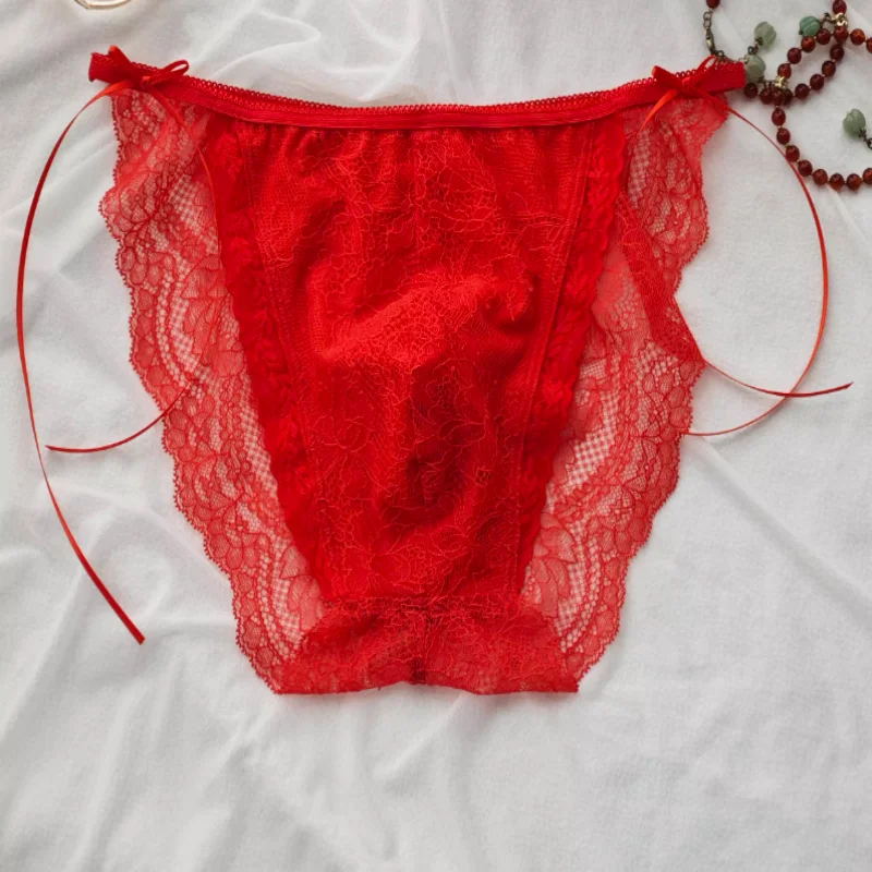 

Man Sexy Lace Low Waist lingerie See Through Mesh Bow Briefs Sissy Panty Comfortable Erotic Panties Private Party Underpants