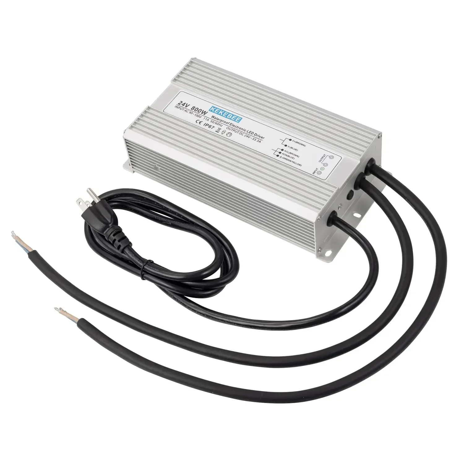 LED Driver 24V800W Waterproof Power Supply 90-130V to 24V33.3A AC to DC Converter IP67 Low Voltage Transformer Suitable for Indo
