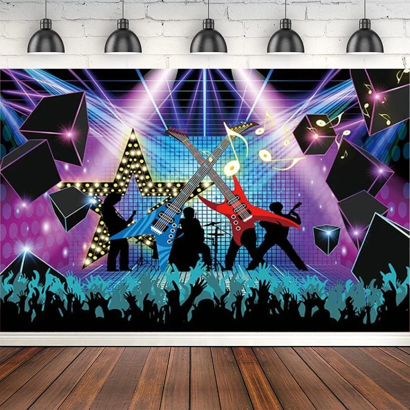 

Photography Backdrop Retro Rock Star Rock Roll Party Star Guitar Music Adult Birthday Decor Background Poster Photo Studio